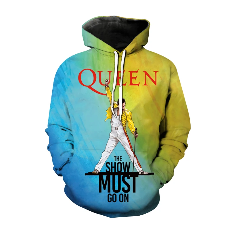 Rock Queen Band Hoodies Freddie Mercury 3D Print Men Women Hip Hop Hoodie Streetwear Pullovers Hooded Sweatshirts Kids Clothing