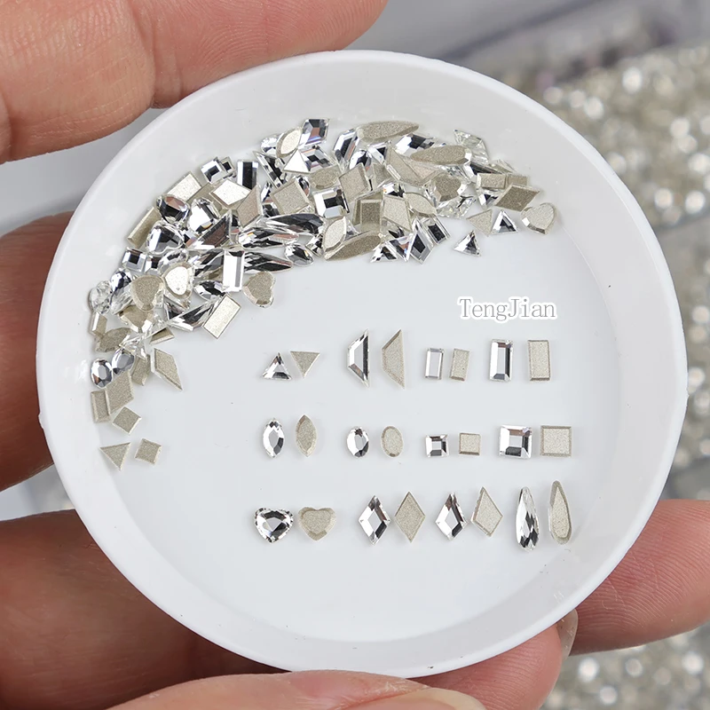 K9 High quality Crystal Flat-back Nail art Rhinestone Mini Small Size Crystal Inverted Edge Shape Stone