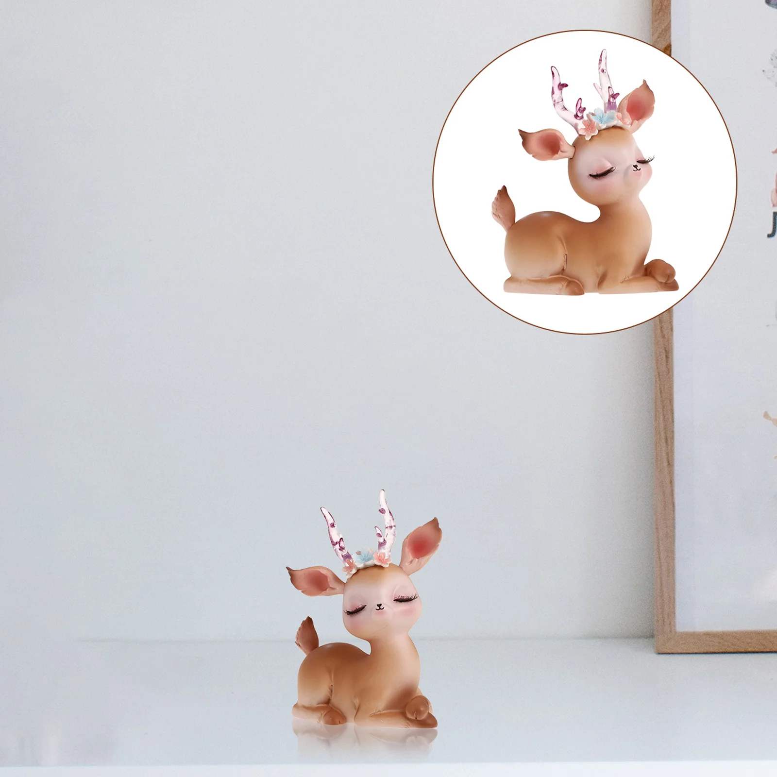 

Resin Deer Adornment Cute Desktop Decor for Home Office Car Mini Interior Ornament Gift Kids Friends Home Supplies