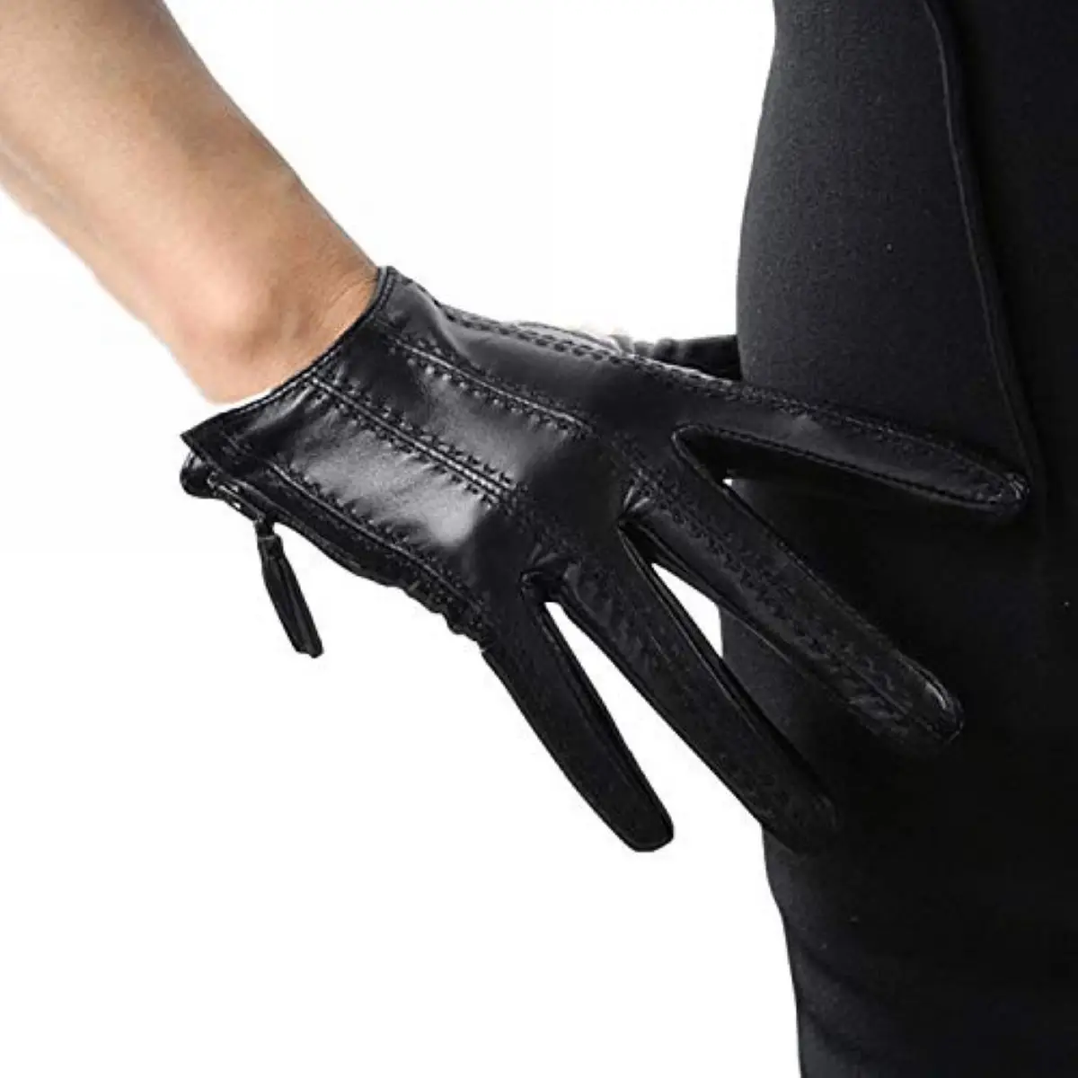 Women's White Leather Driving GLOVES Tassel Zipper Wrist Short Winter Warm Lined Genuine Sheepskin Cycling Motocycle