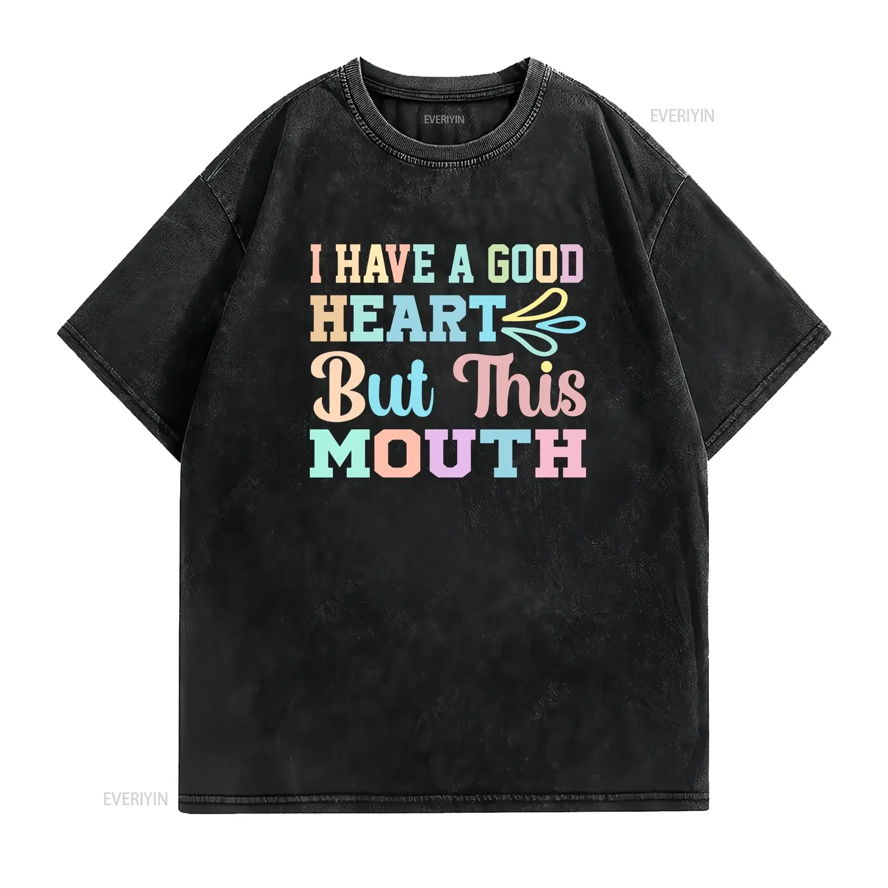 I Have a Good Heart But This Mouth Snarky Sarcastic Funny T Shirt Fun Stocking Stuffer Present for Office Friend vintage