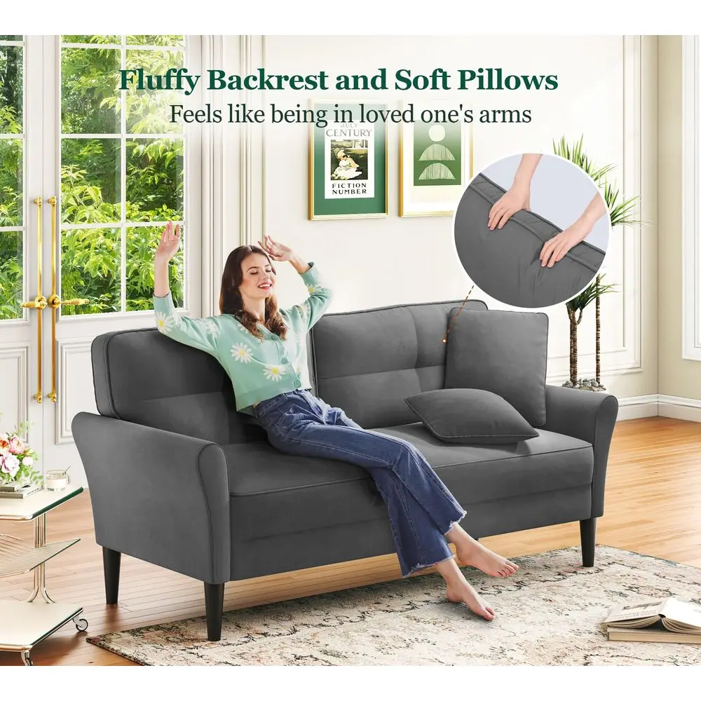 

Sofa, 69 Love Seat Couches, Comfy Velvet Small Couches for Small Spaces with 2 Pillows, ToolFree Setup Sofas amp Couches, 700lb