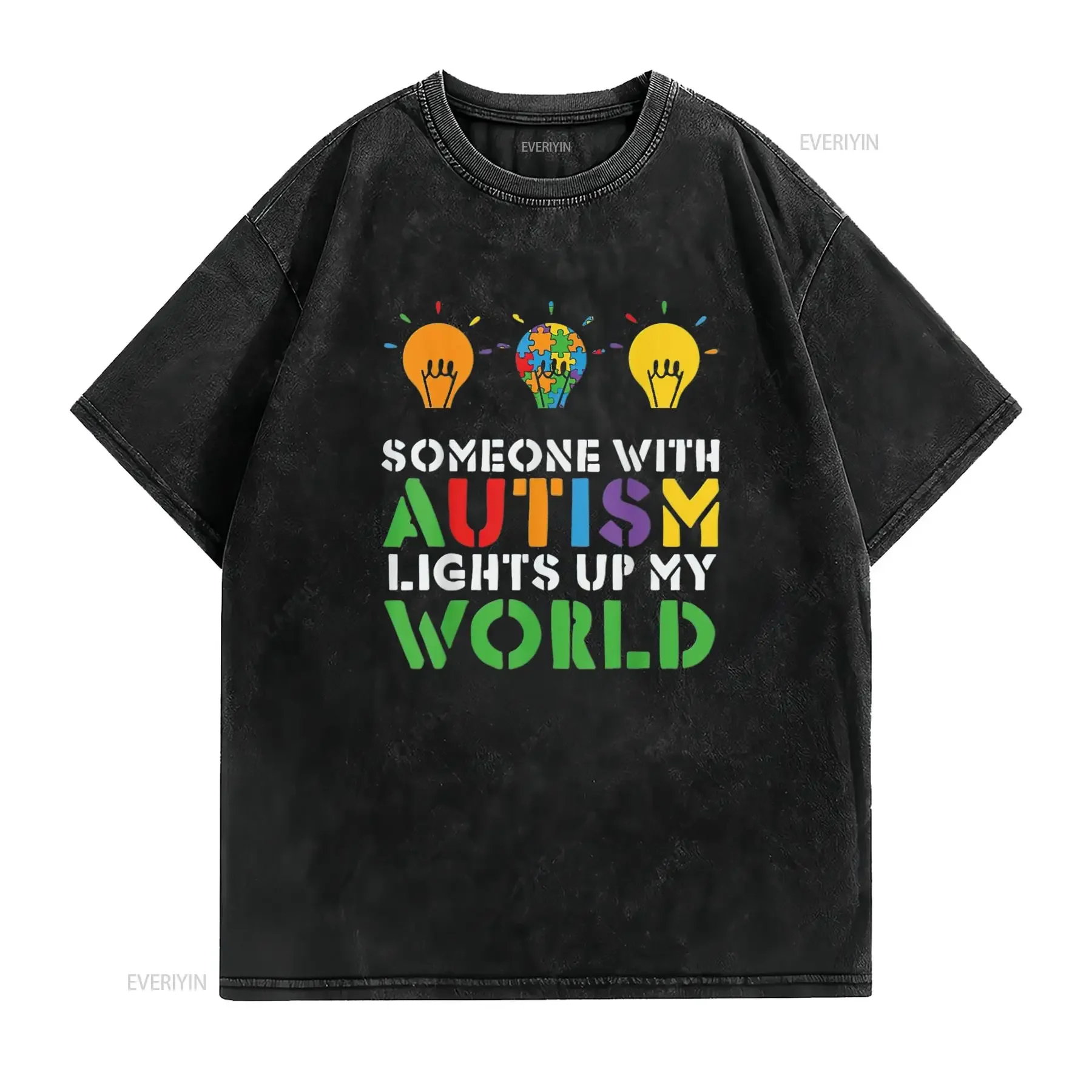 Mens Autism Awareness Month Autistic Family Lucky Quote T Shirt Black X Large vintage Washed Casual Stretched fashion Versatile