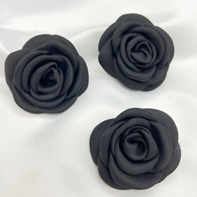 10Pcs 6CM Handmade Burnt Edge Fabric Rose Flower DIY Hair Clip Jewelry Accessories Wedding Brooch Flower