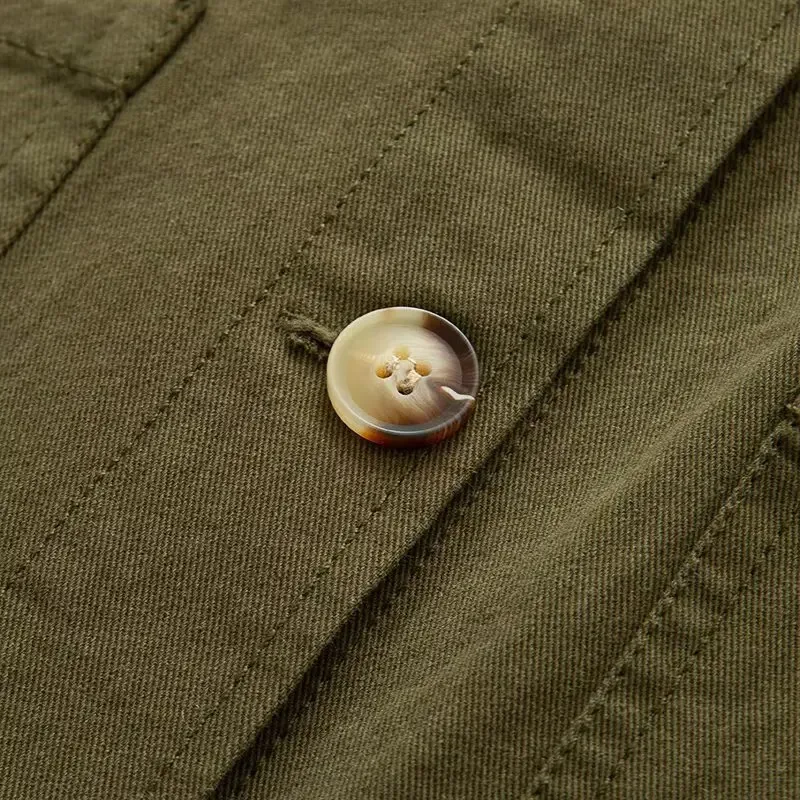 Damska kurtka jesienna w stylu vintage z diagonalu, uniwersalna, zapinana na jeden guzik, z ozdobnymi kieszeniami, codzienna, z długim rękawem.