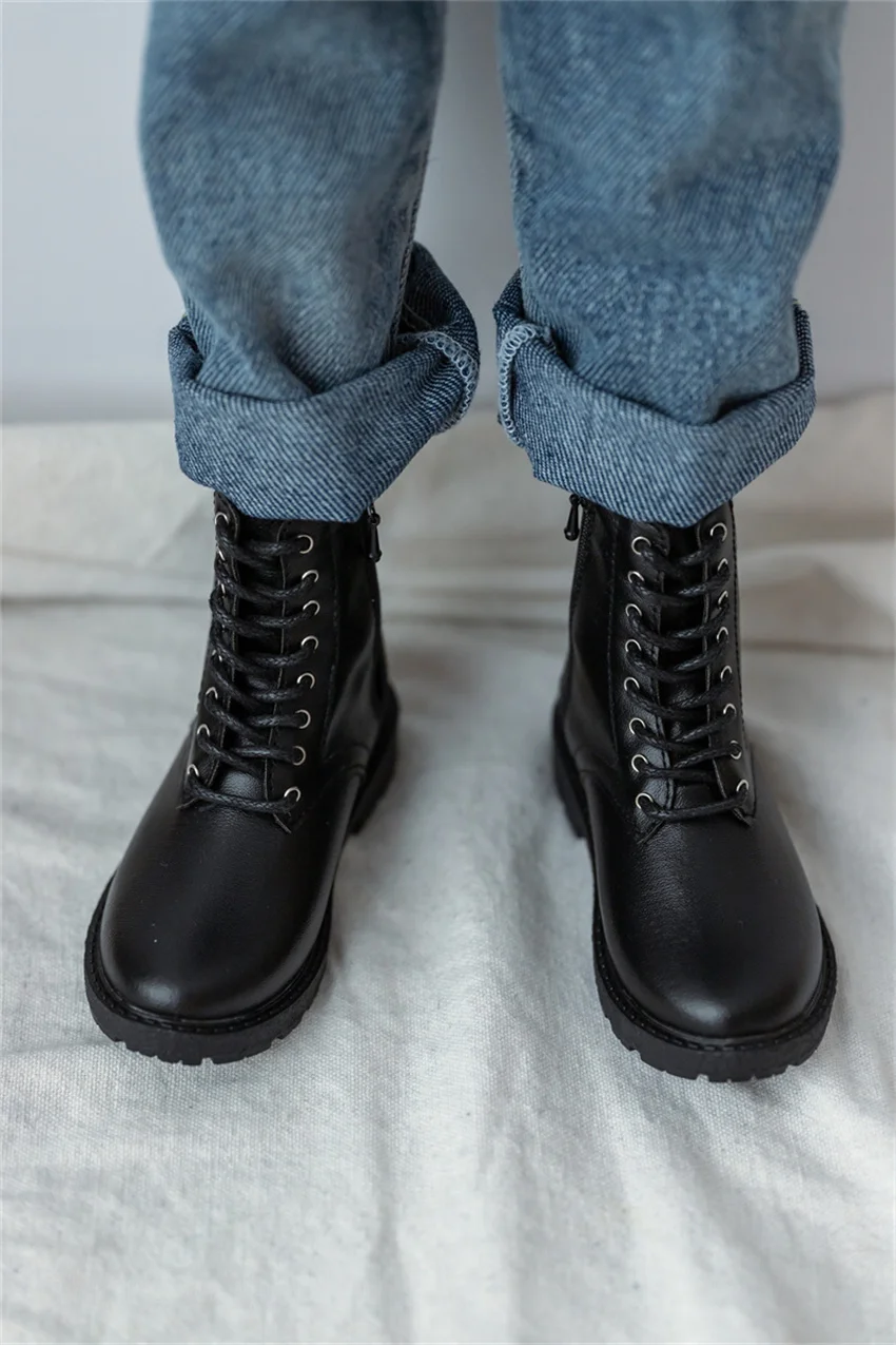 

Обувь для куклы BJD 1/4 1/6 ID75, матовая кожа, черная, на мягкой подошве, с круглым носком, красивые высокие ботильоны для мальчиков и девочек, аксессуары для кукол