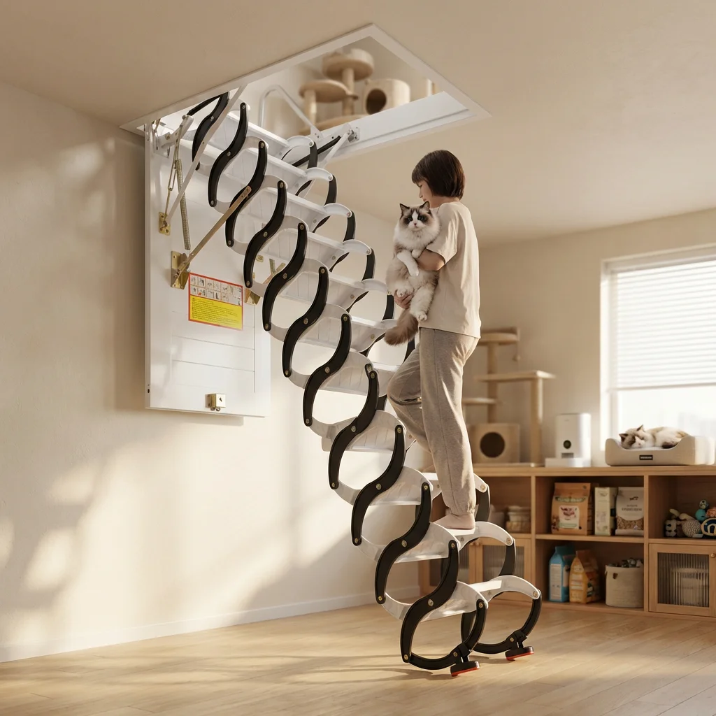 !@Telescopic Ladder Escalera Foldable Aluminum Extension Folding Aluminum Step Stair Led Profile Hidden