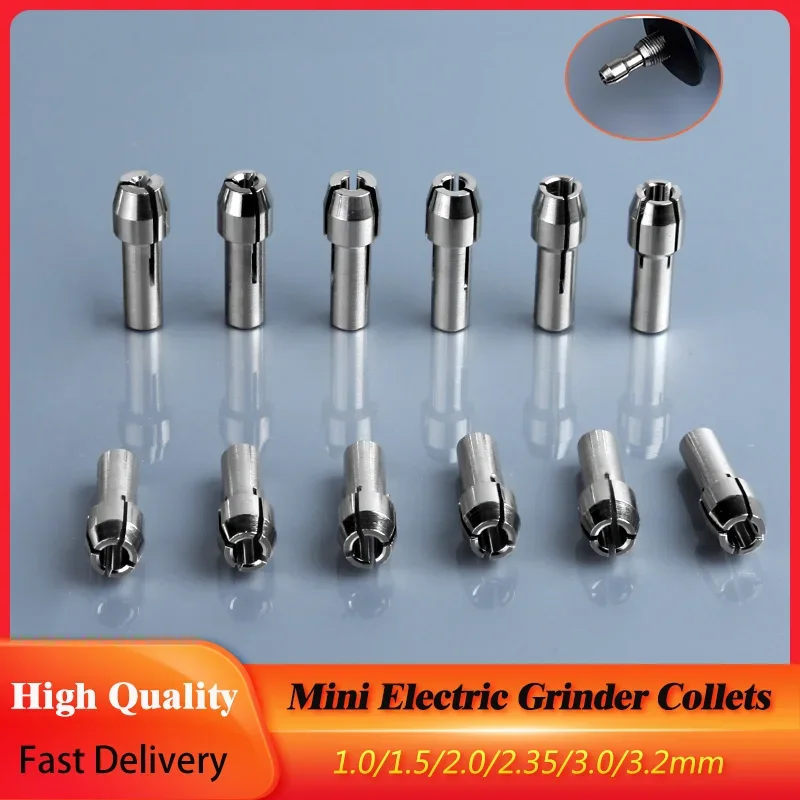 

2Pcs Electric Grinder Mini Collets 1.0-3.2mm Silver Drill Bits Chuck For Adapter Holder Clamp Dremel Rotary Tools Accessories