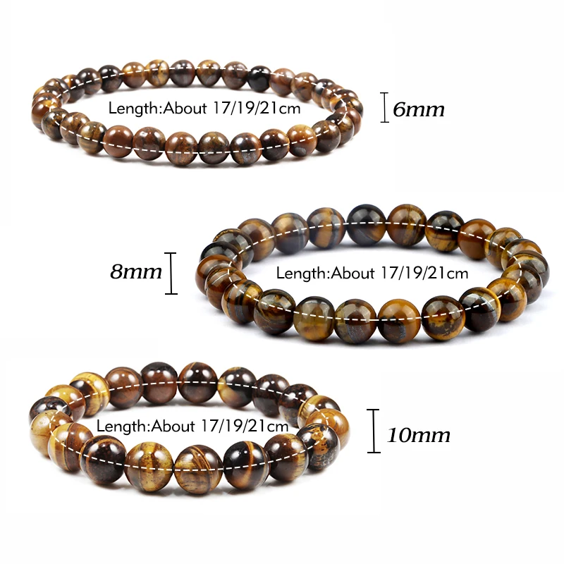 Trendy Natural Stone Beads Tiger Eye Bracelet Handmade Stretch Men Buddha Braclet for Yoga Meditation Jewelry Homme 6mm 8mm 10mm