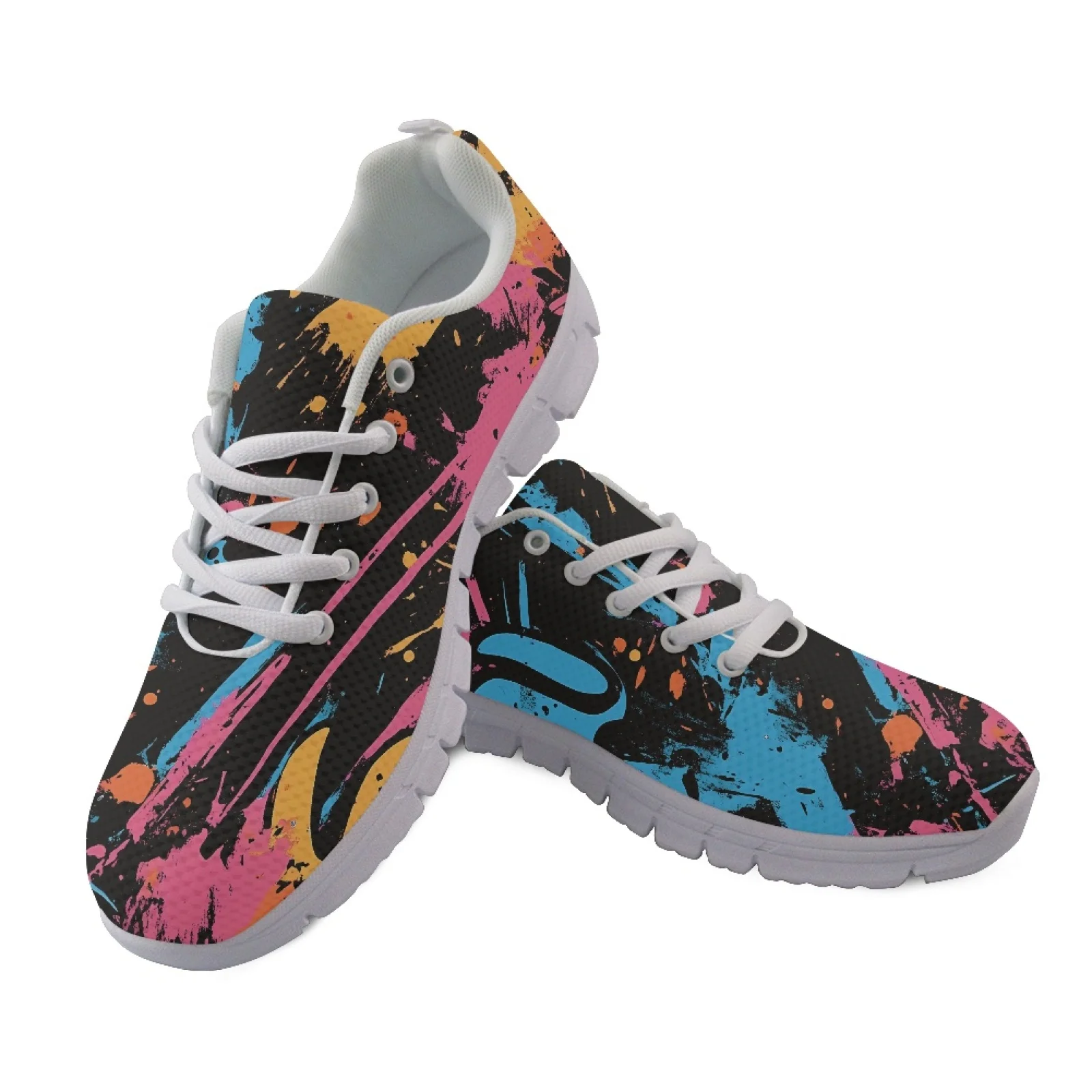 Coloranimal Graffiti Splatter Women Running Walking Shoes Lightweight Breathable Women Running Shoes for Gym