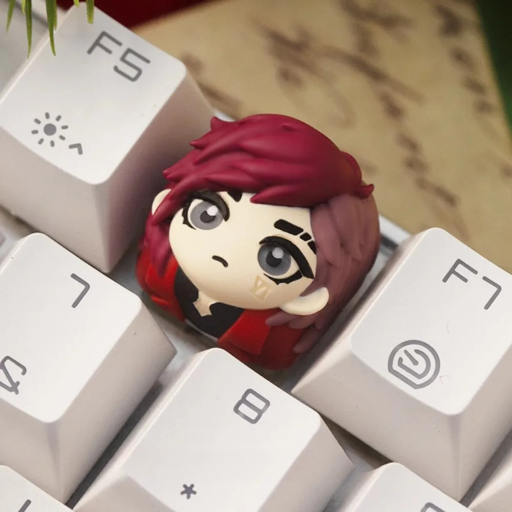 Arcane Artisan Keycap Original JINX VI Powder EKKO Resin Keyboard Cap Custom Cute Anime Key Cap for Mechanical Keyboard Gift