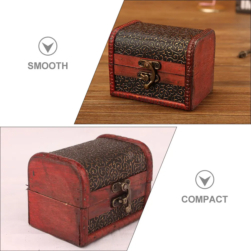 

2Pcs Lockable Jewelry Box Vintage Design Small Jewelry Organizer Case for Ring Necklace Desktop Decorative Storage