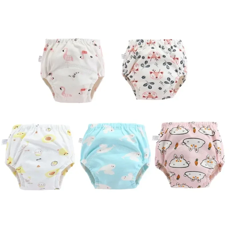 5PC Waterproof Reusable Cotton Baby Training Pants Infant Shorts Underwear Cloth Baby Diaper Nappies Panties Nappy Changing