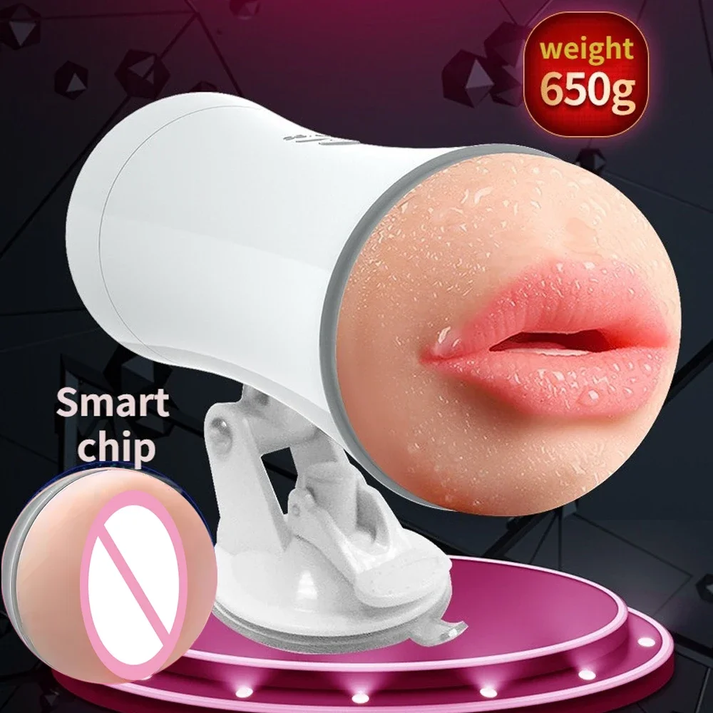 Automatic Male Masturbator Cup Dual Channel Hand Free Sucking Masturbation Cup Sex Machine Oral Vaginal Adult Toys for Men