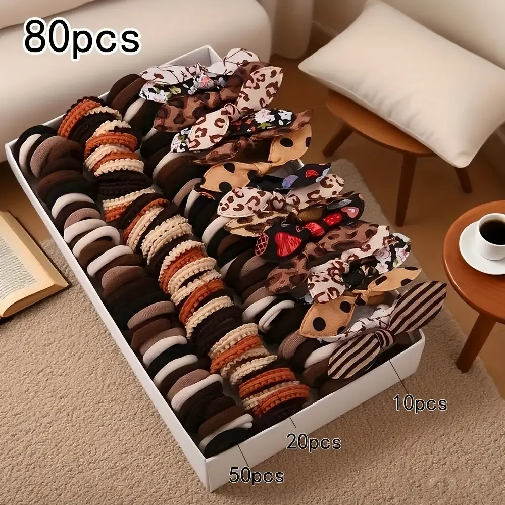 مجموعة مكونة من 80 قطعة من إكسسوارات الشعر البوهيمية للفتيات - ألوان مختلطة مع الزهور والقلوب؛ هدية مثالية لمناسبات مختلفة