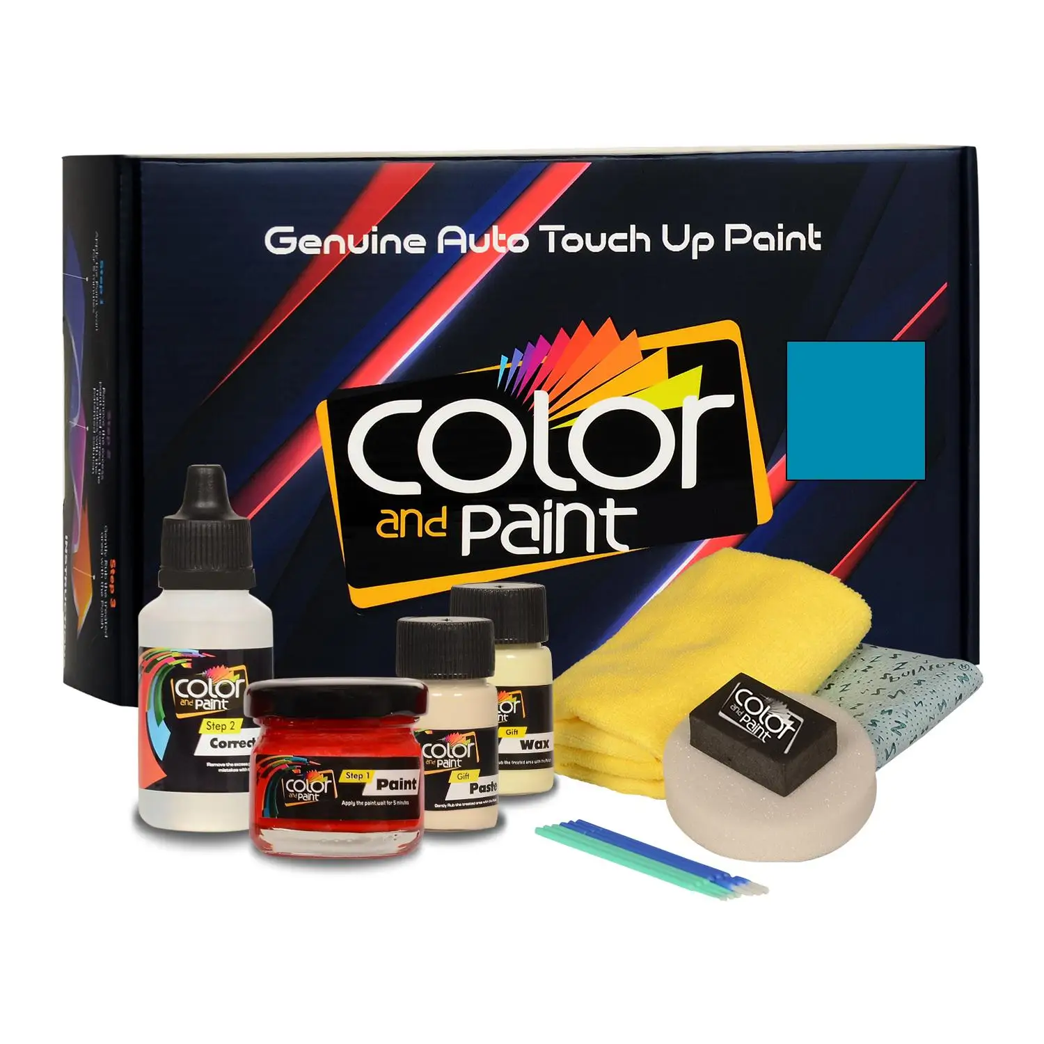 Color and Paint compatible with Lotus Automotive Touch Up Paint - LASER BLUE MET - B120 - Basic Care