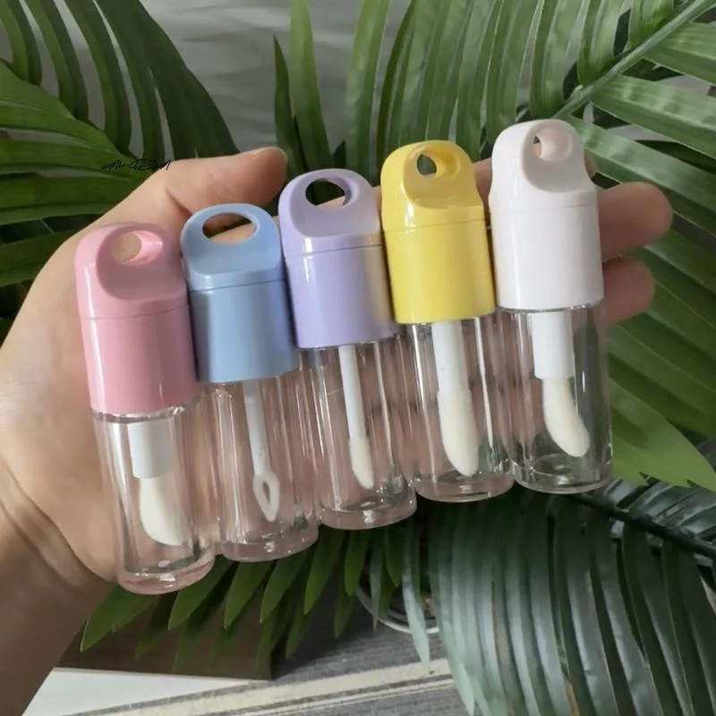1 Stück süßer großer Pinselstab, transparent, 4 ml, Lipgloss-Röhre, runder leerer Kunststoffbehälter für DIY-Lipgloss