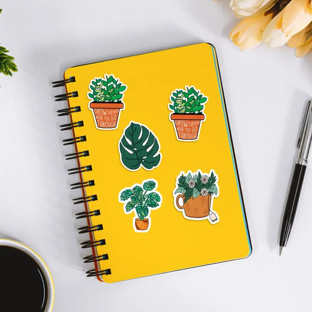 Waterproof Plant Stickers Green Plant Decals 100pcs Waterproof Plant Sticker Decorative Cartoon Decals for Scrapbooks for Diy