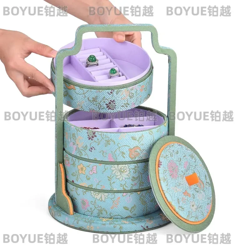 Large Capacity Jewelry Organizer Multi Layer Storage Box Ring Earring Necklace Bracelet Retro Oriental Display Case