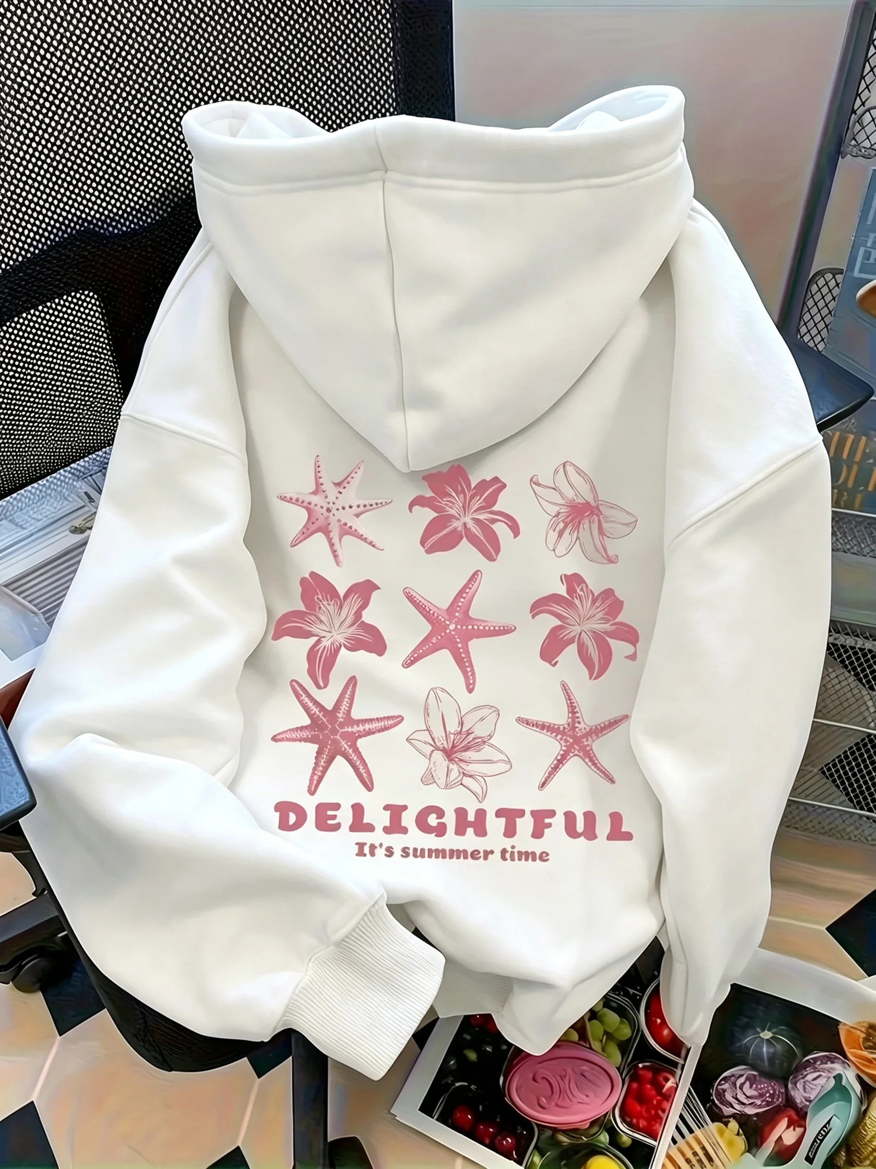 Fashion Vintage Flower Print Hoodies Autumn Winter Y2k Streetwear Casual Hoodies Harajuku Sweatshirts Tops Hoodie Sweatshirt