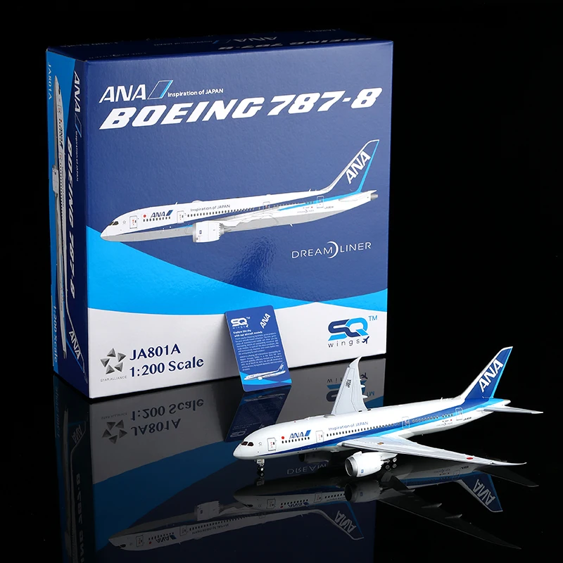 

L2099 Alloy Collectible Plane Gift SQ Wings 1:200 ANA All Nippon Airways Boeing B787-8 Diecast Aircraft Jet Model JA801A