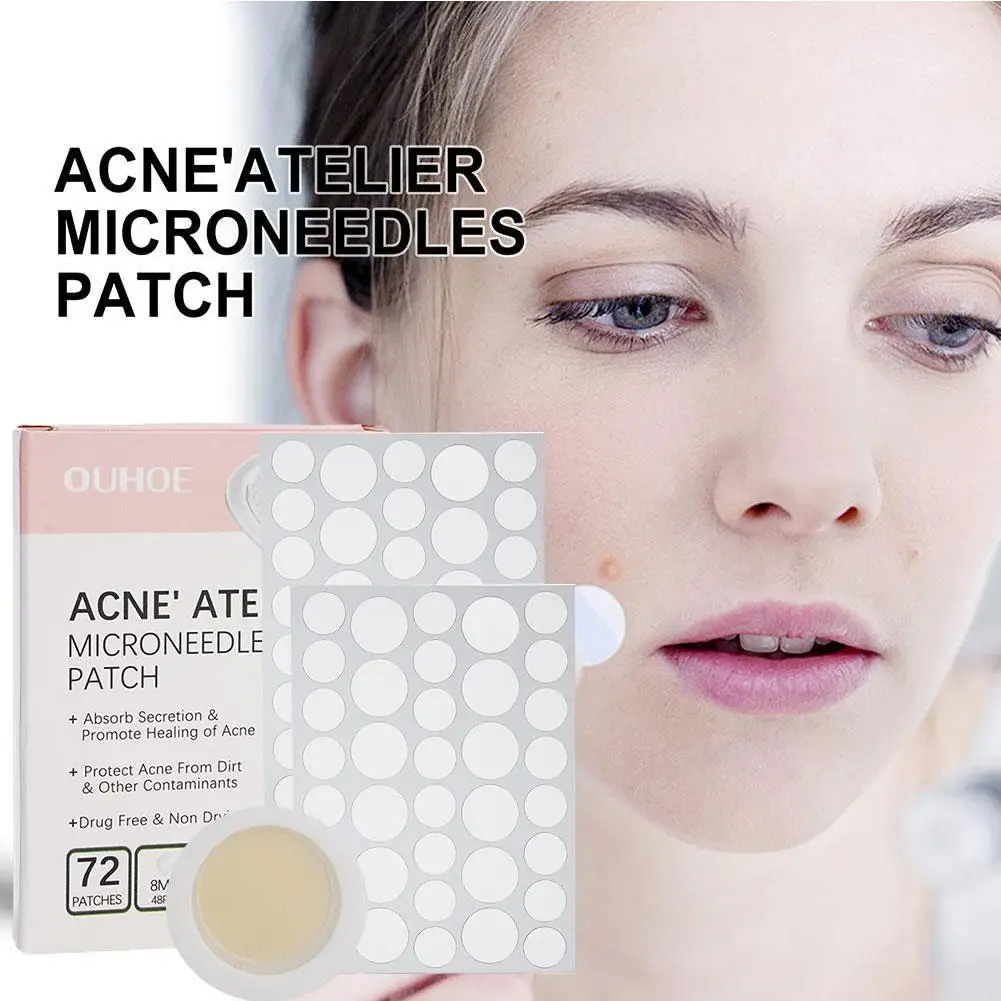 Gezichtspatches Voor Puistjes Met Micronaalden Onzichtbare Acne-Verwijderingspleister 72 Count Smet Voor Stickers Gezichtsvlek Verbergen N 8X6