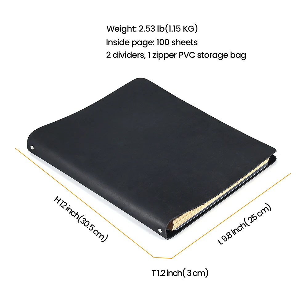 JOYIR A4 Genuine Leather Notebook Binder Refillable 4 Ring Binder Loose Leaf Personal Planner Binder Office Notepad New