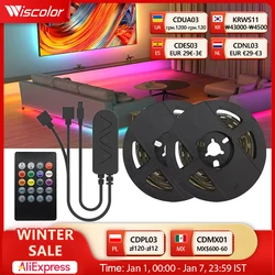 Wiscolor AB Fişli LED Şerit Işık  RGB 5050 Müzik Senkronizasyonu Renk Değiştirme APP Kontrolü DC 12V LED Işıklar  Esnek Lamba Bandı  TV Arka Işık Odası Dekorasyonu için  Diyot