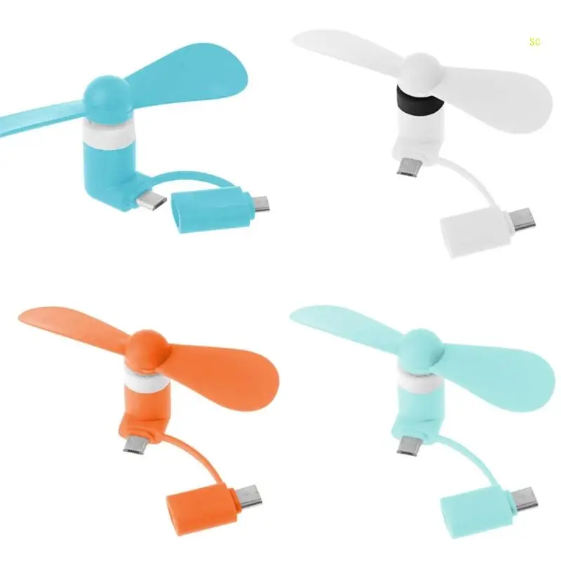 2 in 1 Type C Micro USB Mini Fan Cooler for Phones Portable Type-C USB -C for Cell Phone Cooling Fans Dropshipping