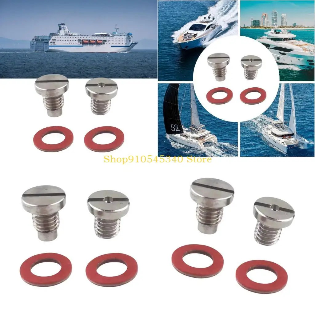 U2JA Marine Gear Oil Drain Screw, Magnetic Stainless Steel Screws with 90340-08002 Thread and 2 Sealing Washers