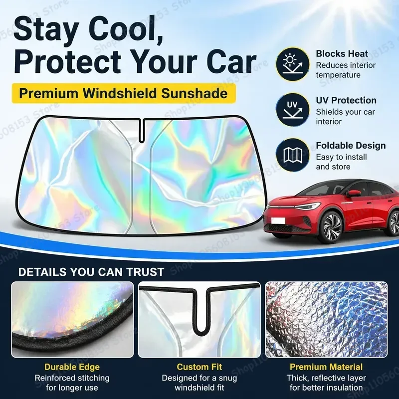 

For Volkswagen ID5 2020–2025 Foldable Windshield Sun Shade UV Protection Reflective Car Sunshade Interior Accessory Heat