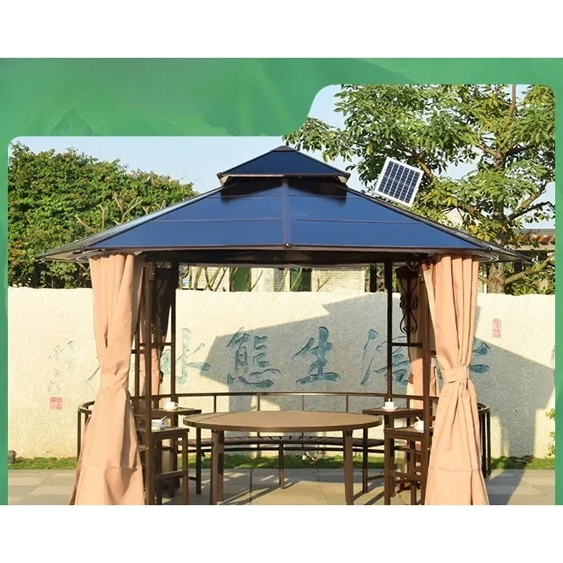 Outdoor gazebo home villa courtyard simple round pavilion sun plate wrought iron pavilion