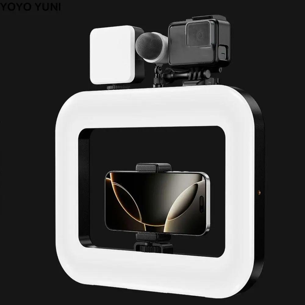 

Practical Handheld Selfie Fill Light Rechargeable Adjustable LED Video Light Three-color with Clamp Phone Fill Light Photography