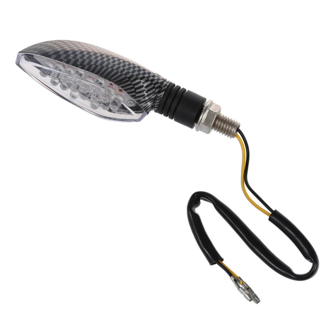 Clignotant LED en carbone pour moto, ampoule jaune, 12V, 2 pièces