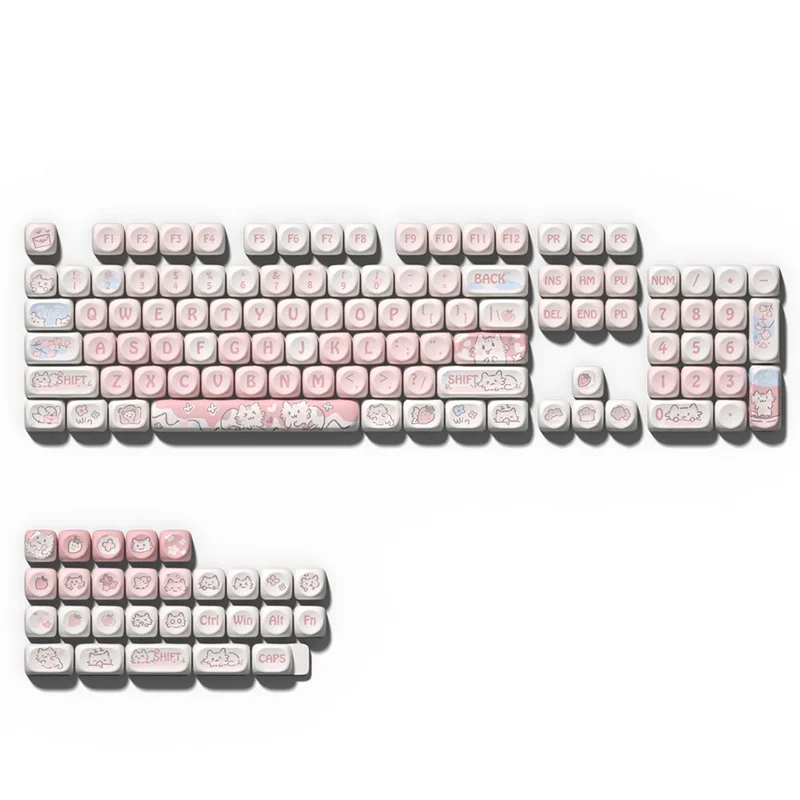 

A95Q-Cat мультфильм аниме PBT колпачки для клавиш MOA Profile для MX Switch механические клавиатуры розовый мультфильм Custom Dye Sub аксессуары