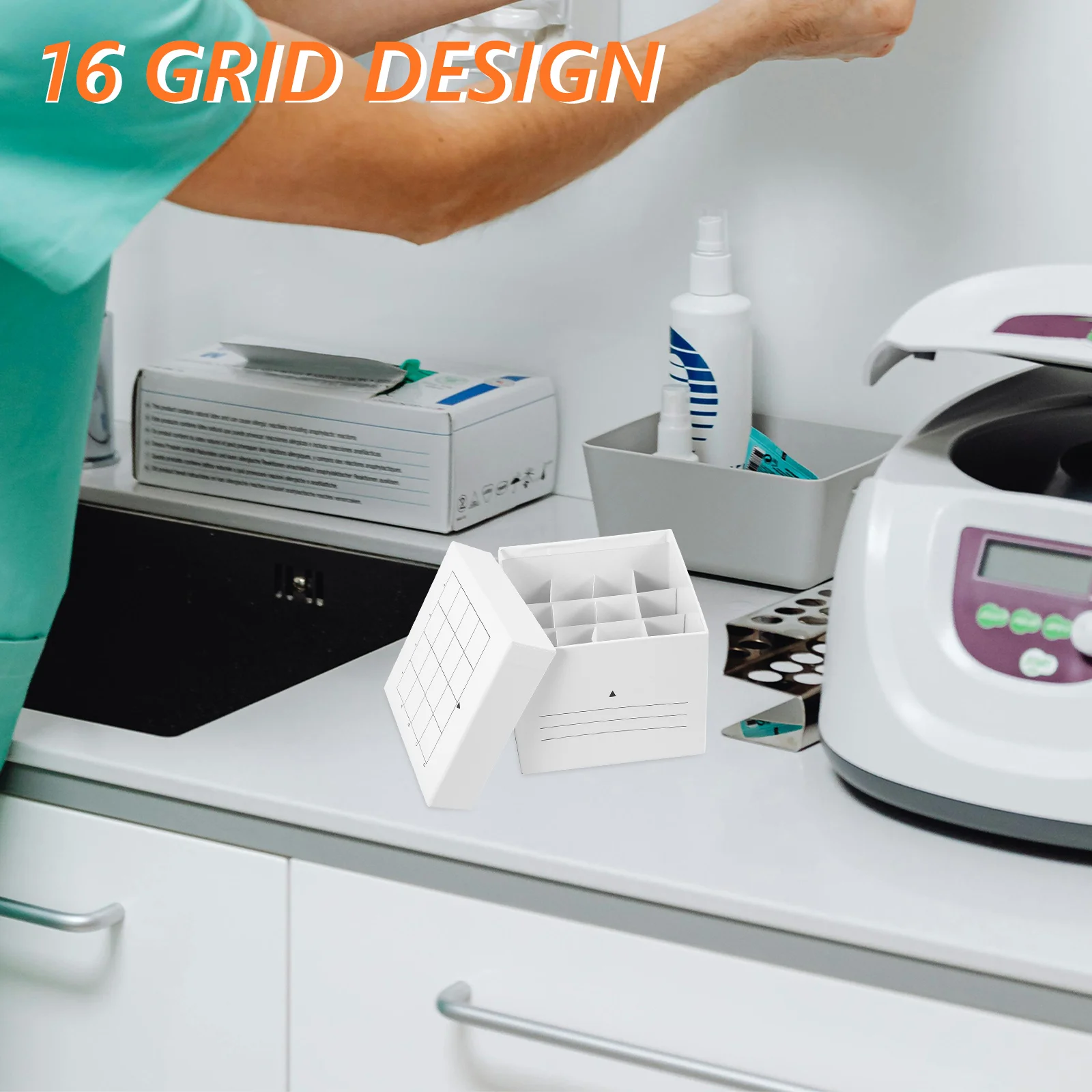 

16 Cell Microcentrifuge Tube Box Secure Freeze Resistant Paper Construction for Sample Classification and Container