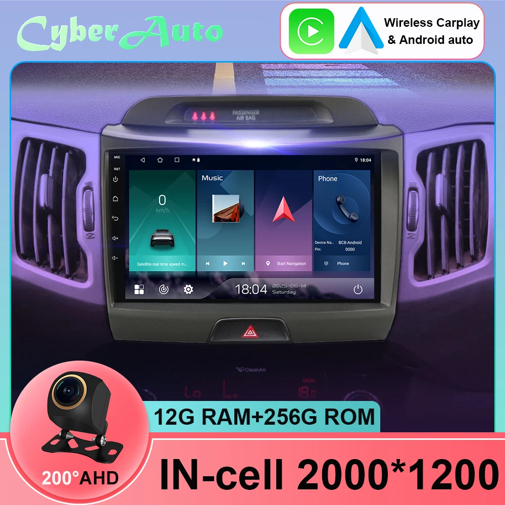 Android 15 Car Radio For Kia Sportage 3 SL 2010-2016 Wireless CarPlay Android Auto DSP Car Multimedia GPS DVR Head Unit NO DVD
