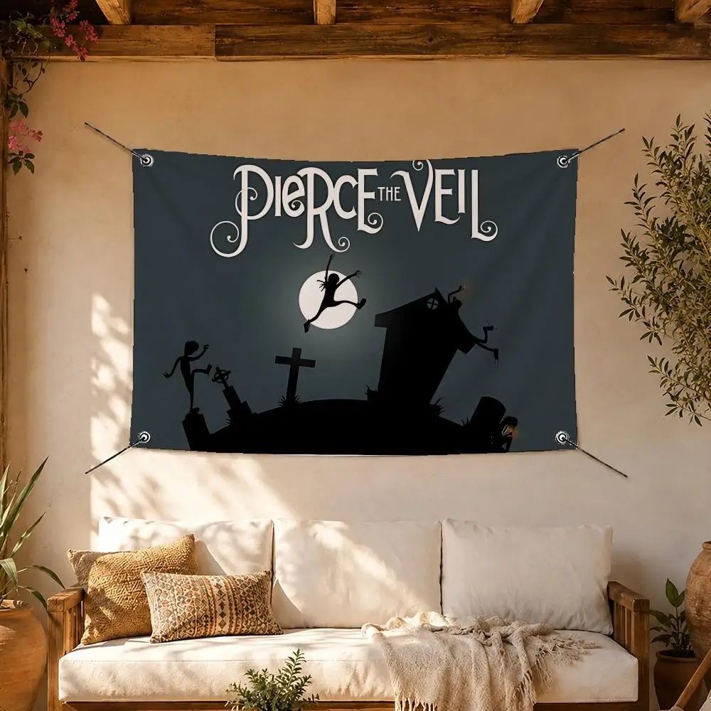 Pierce the Veil Post-Hardcore Flags Room Home Decor Wall‑Hanging Art Banner, Outdoor for Bedroom Party Background Decoration