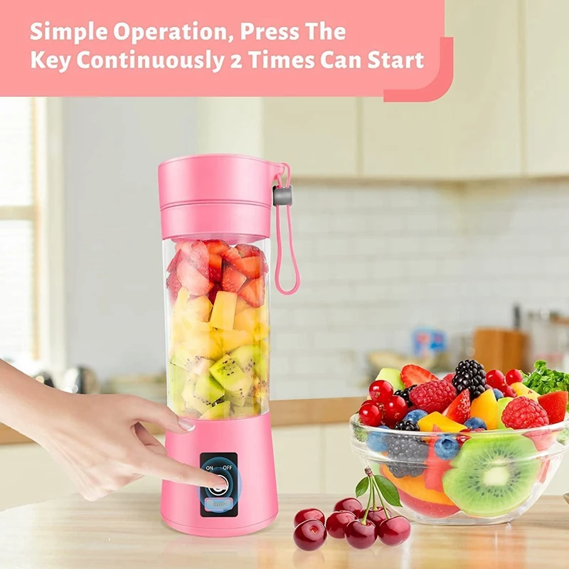 Portable Blender Mini Blender For Shakes And Smoothies USB 380Ml Traveling Fruit Juicer Cup With 6 Blades