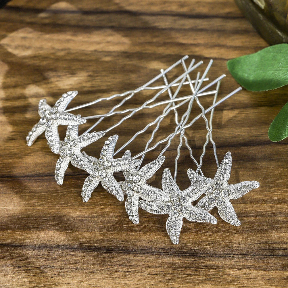 

6 Pcs Bridal Headwear Bride Hair Clip Accessories Bling Rhinestone Star Clips Jewelry for Women