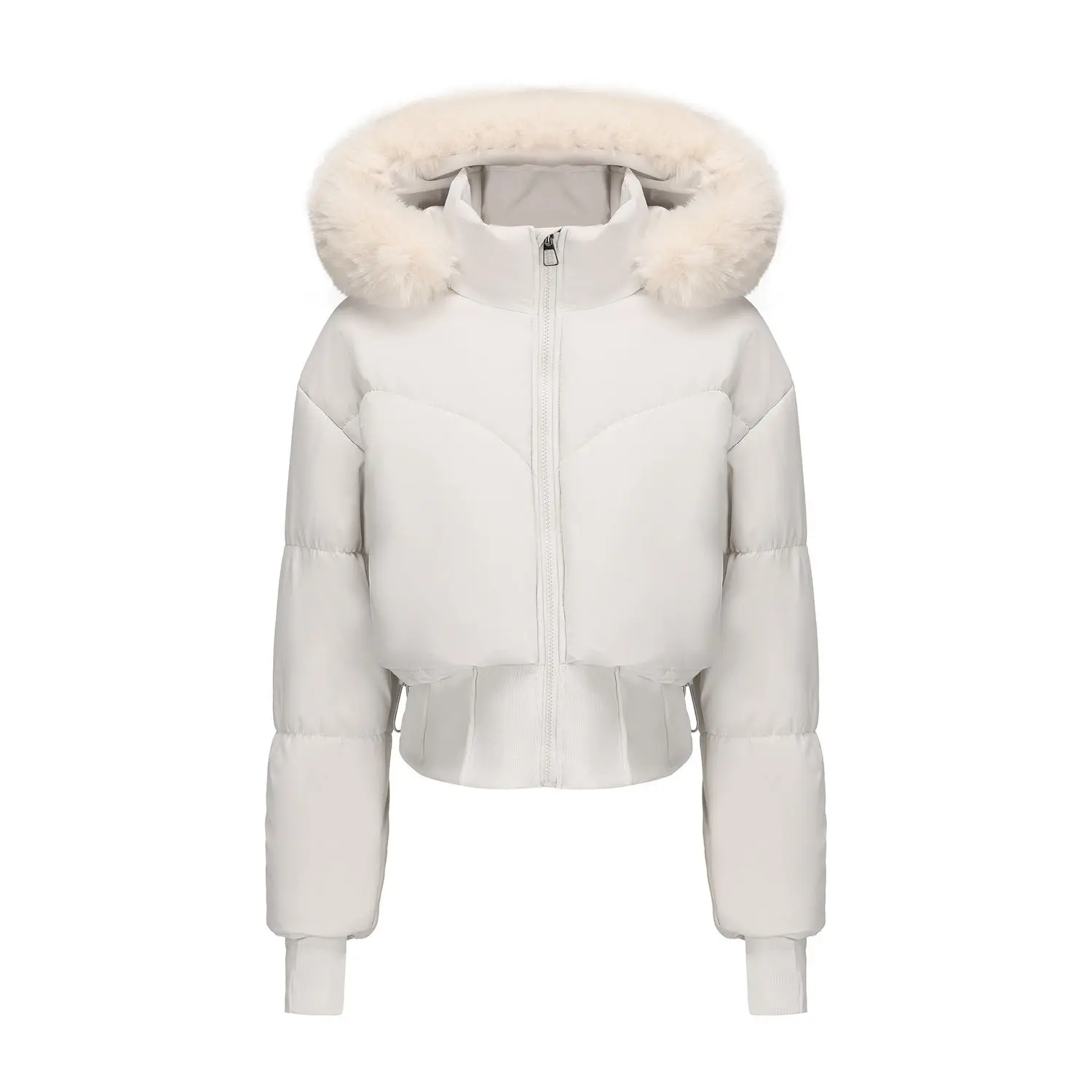 معطف فرو طويل بنمط جديد لخريف وشتاء 2025، تنحيف الخصر، معطف قطني بأكمام قصيرة وغطاء للرأس #5