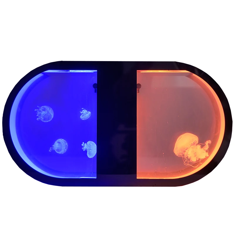 Pequeno aquário acrílico led para sala de estar ornamentos tanque de água-viva com peixes de plástico tanque de água-viva ornamental aquário