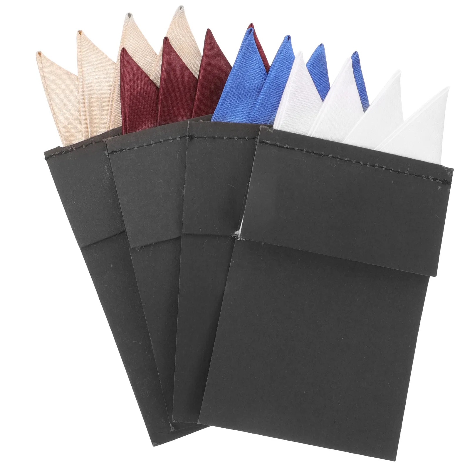 

Набор из 4 мужских карманных платков из волокна, предварительно сложенные, декоративные, для вечеринок, свадеб, аксессуары к костюму