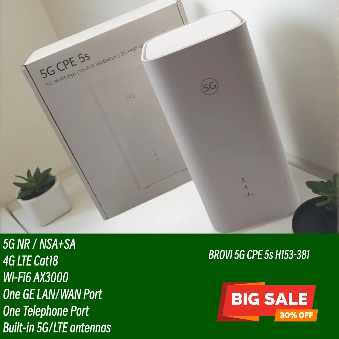 Brovi 5G Home WiFi Router H153-381 Wi-Fi 6 AX3000 5G 4G LTE CAT18 Broadband CPE Modem Sim Slot