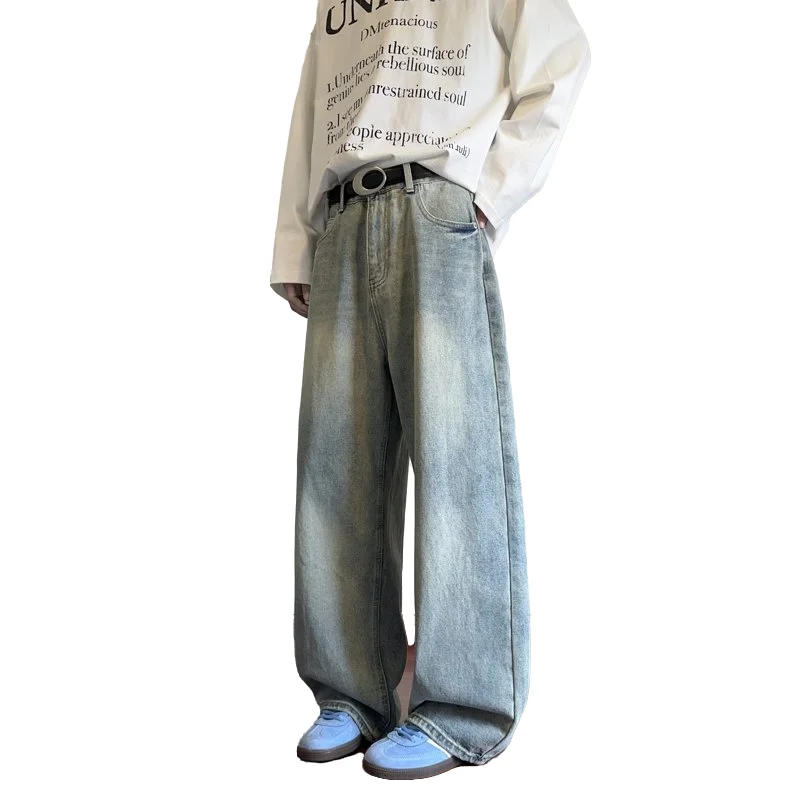 

Мужские модные джинсы - Новые дышащие брюки из смесового хлопка в американском уличном винтажном стиле, универсальная городская одежда унисекс