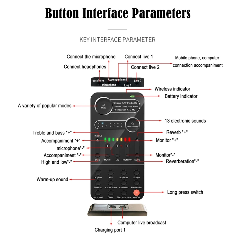 K9 Mini Voice Changer 12 различных аудиоэффектов Изменение голоса 3,5 мм для игр, песен, телефона, прямая трансляция, подарки,