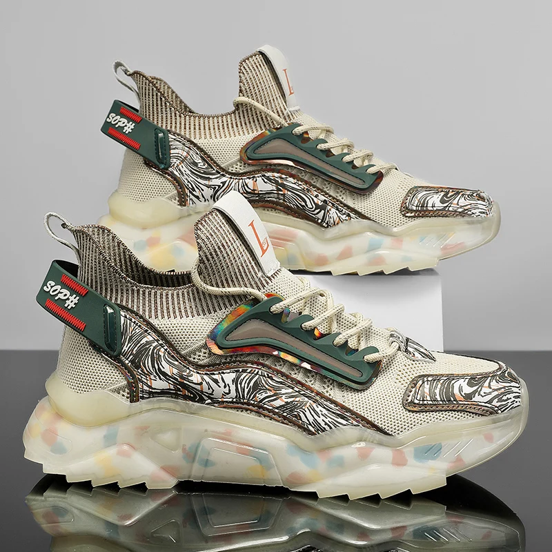 

Men's new casual sports shoes four season fashion versatile comfortable thick sole breathable anti slip running casual sneakers