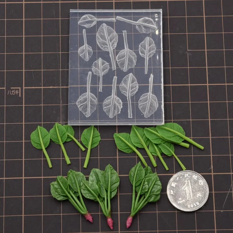 Miniature Simulation Spinach Vegetable Leaf Silicone Mold Ultralight Clay/resin Clay DIY Doll House Vegetable Clay Tool