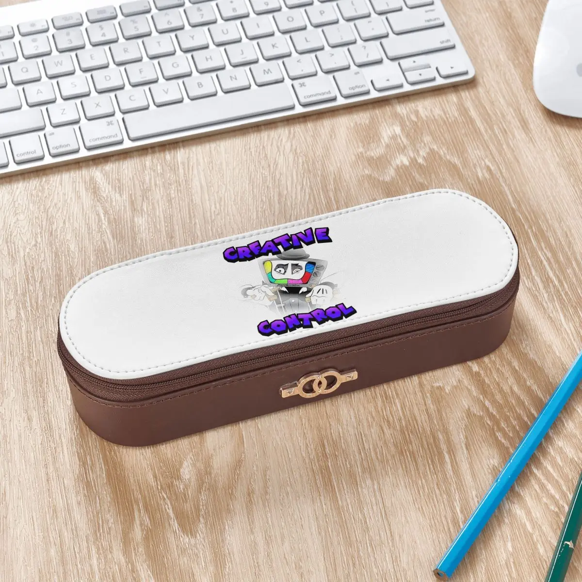 Creative Control (Mr. Puzzles) (Transparent Version) Leather Pencil Case Pen Holder Storage Stationery Supplies Pen Box