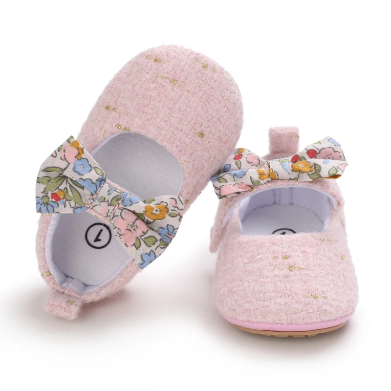 

Newborn Toddler Cotton Shoes Autumn Floral Bowknot Infant First Walkers Baby Girls Shoes Soft Sole Infant Crib First Walkers